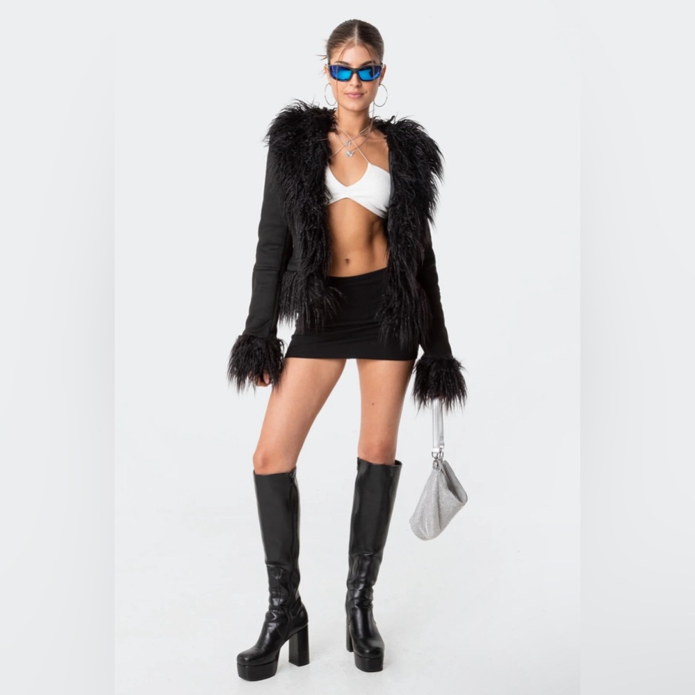 Faux fur trim coat